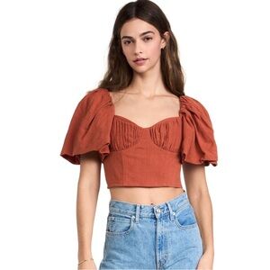 NEW JONATHAN SIMKHAI PUFF SLEEVE CROP TOP